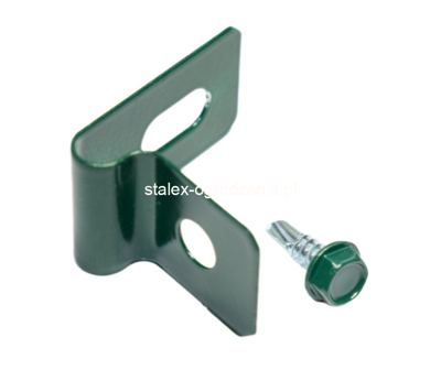 zapinka 1/2 do paneli ogrodzeniowych+ wkręt 4,8x16 ral 6005 -100szt.