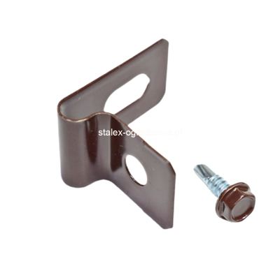 zapinka 1/2 do paneli ogrodzeniowych+ wkręt 4,8x16 ral 8017 -100szt.