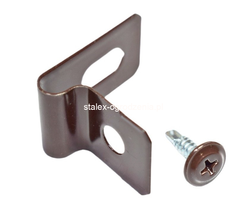 zapinka 1/2 do paneli + wkręt 4,2x16 ral 8017 -100szt.