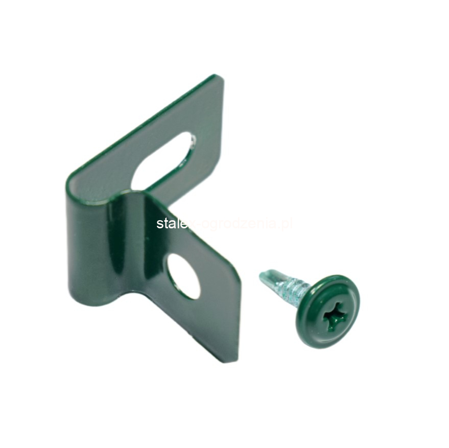 zapinka 1/2 do paneli + wkręt 4,2x16 ral 6005 -100szt.